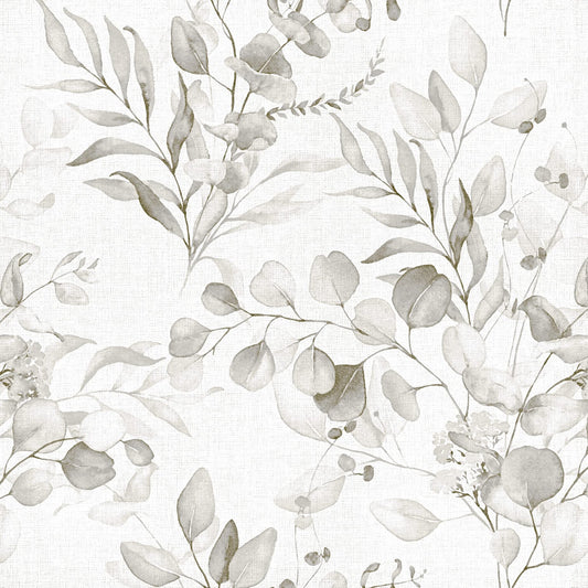 Naphite Floral Wallpaper Peel and Stick Wallpaper for Bedroom 118inL17.3inW Grey Floral Boho Contact Paper for Cabinets Drawer Self Adhesive Removable Farmhouse Contact Paper Eucalyptus Leaf Nursery