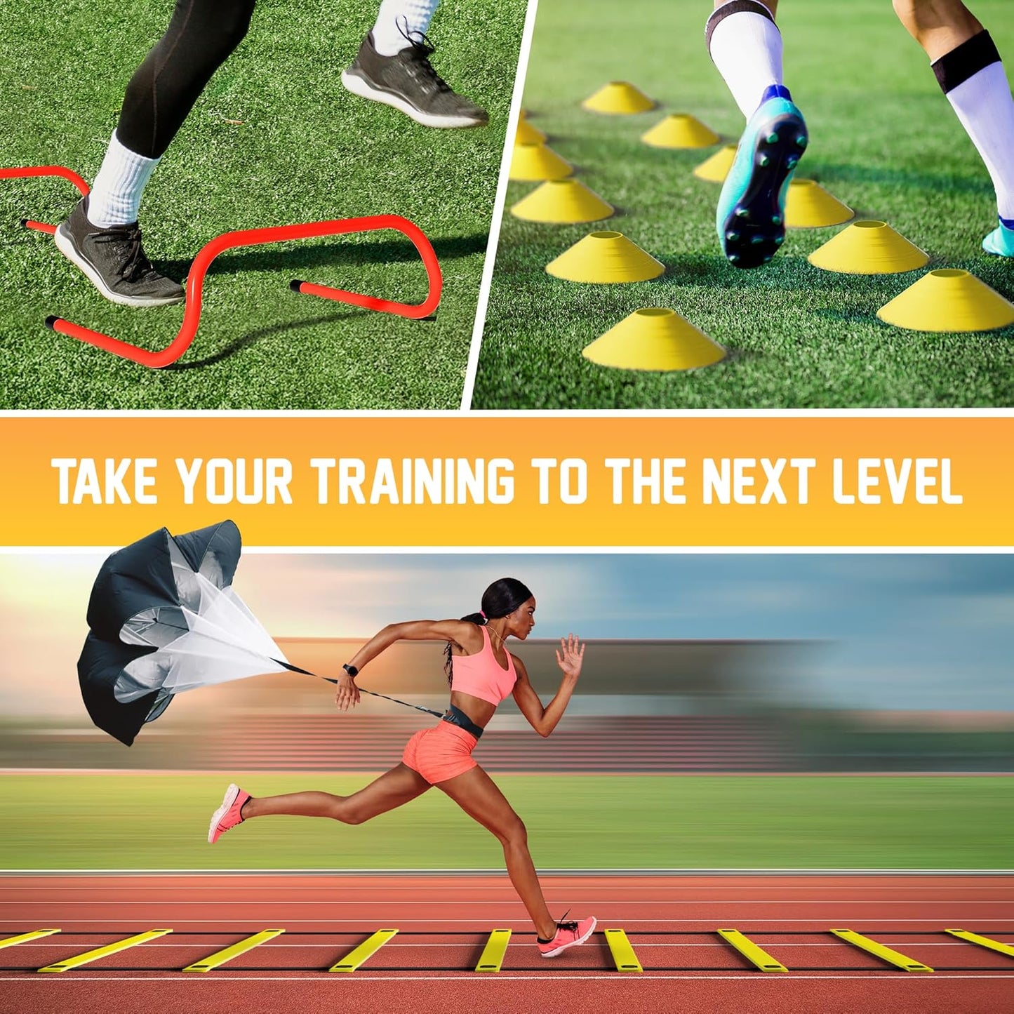 Yes4All Agility Ladder Set - Speed Training Equipment with Adjustable Ladder, Cones, Hurdles & More