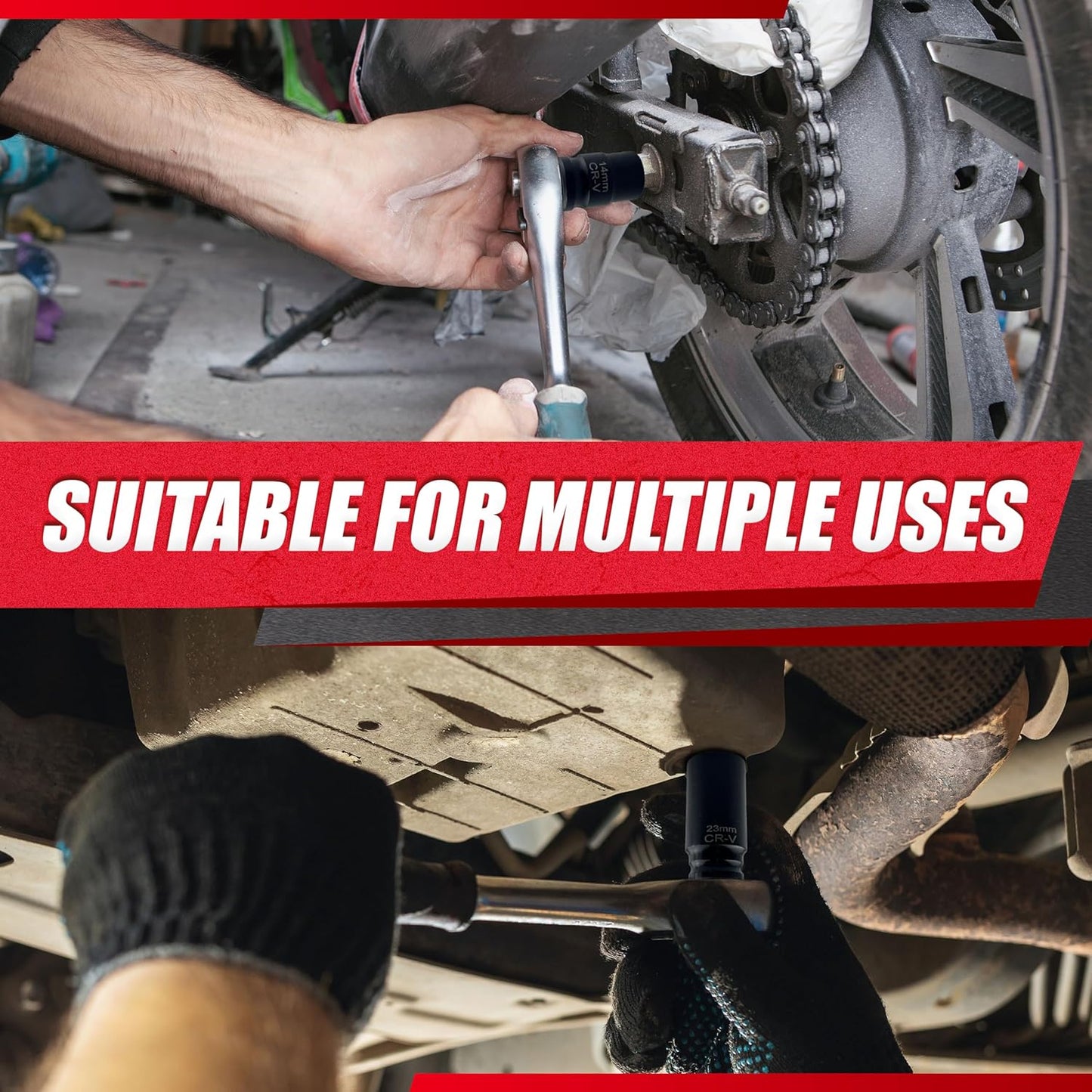 29-Piece Deep Impact Socket Set with Extensions | SAE & Metric Cr-V Steel