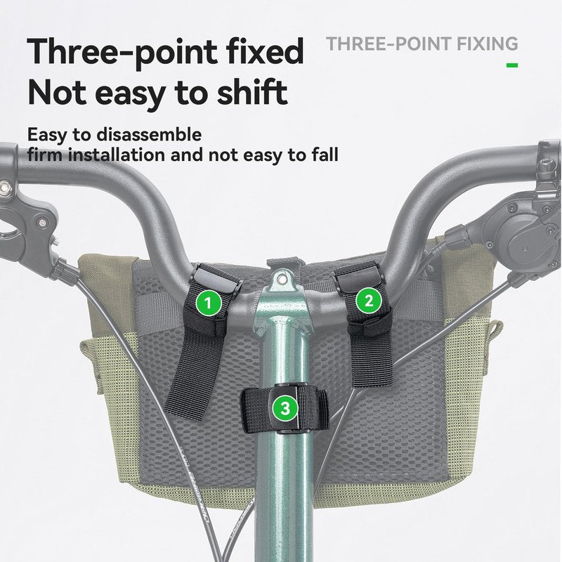 ROCKBROS Folding Bike Handlebar & Shoulder Bag – Universal Hook-and-loop fastener Mount, Convertible Front Crossbody Bag for Commuting, Cycling & Daily Rides