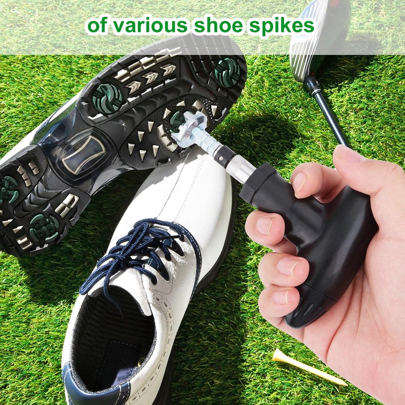 Golf Shoe Spike Wrench, Iron & Plastic Handle Universal Ratchet Action Spike Remover Golf Cleat Adjustment Tool for Easy Cleat Replacement