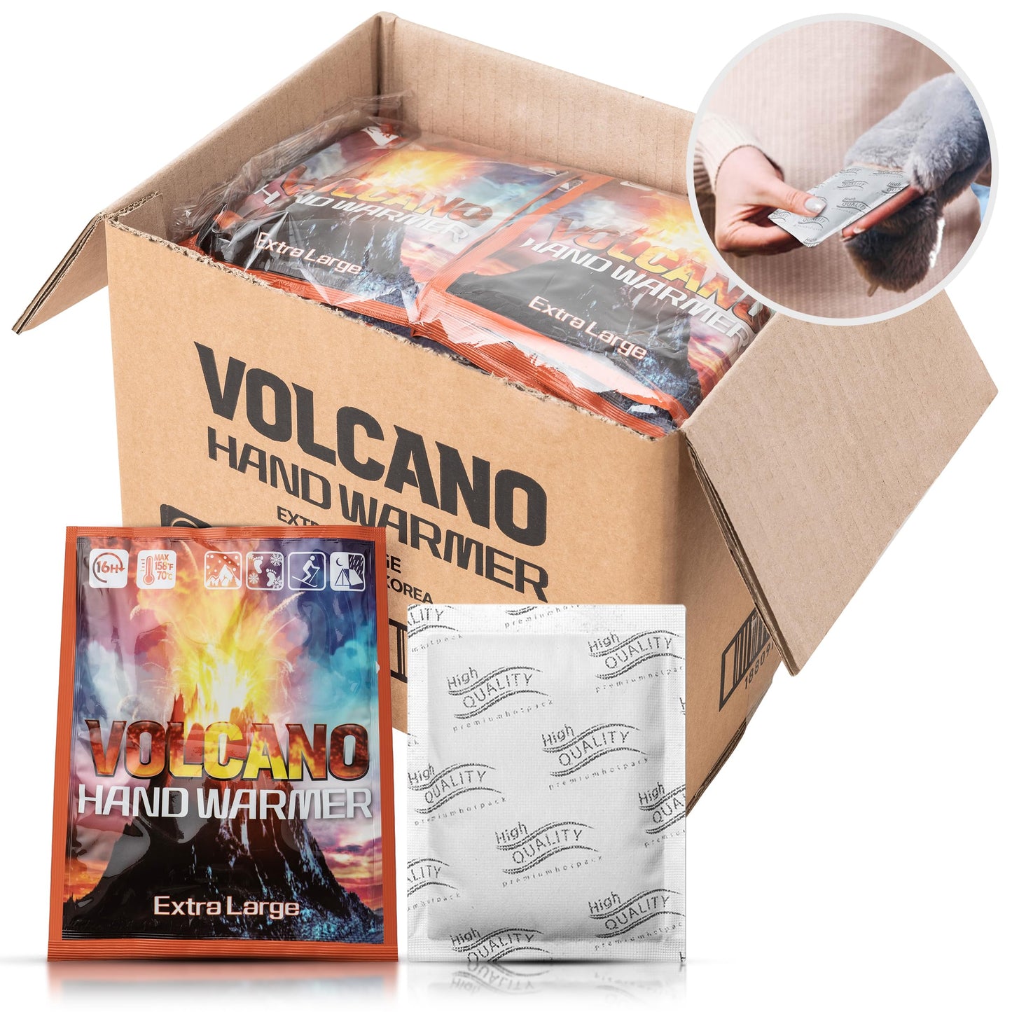 Hand Warmers Disposable - X-Large Economic Bulk Pack of 40 - Air Activated, Lasts 16 Hours for Use in Camping, Hiking, Fishing, Hunting, Tailgating, and All Cold Weather Condition