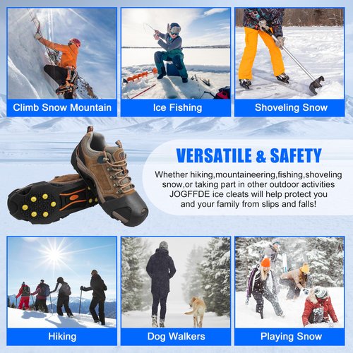 Ice Cleats Snow Traction Cleats for Shoes and Boots,10-Studs Anti-Slip Ice Grippers Rubber Crampons Cleats for Walking on Snow and Ice Slip-on Stretch Overshoe Footwear(XXL)