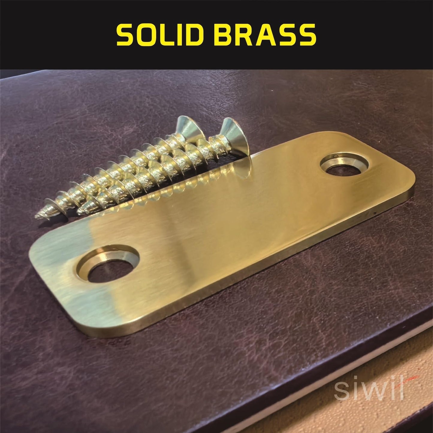 Siwil Brass Door Filler Plate 1" x 2-1/4" with Round Corner, Door Edge Hole Cover Plate – 2 Pack