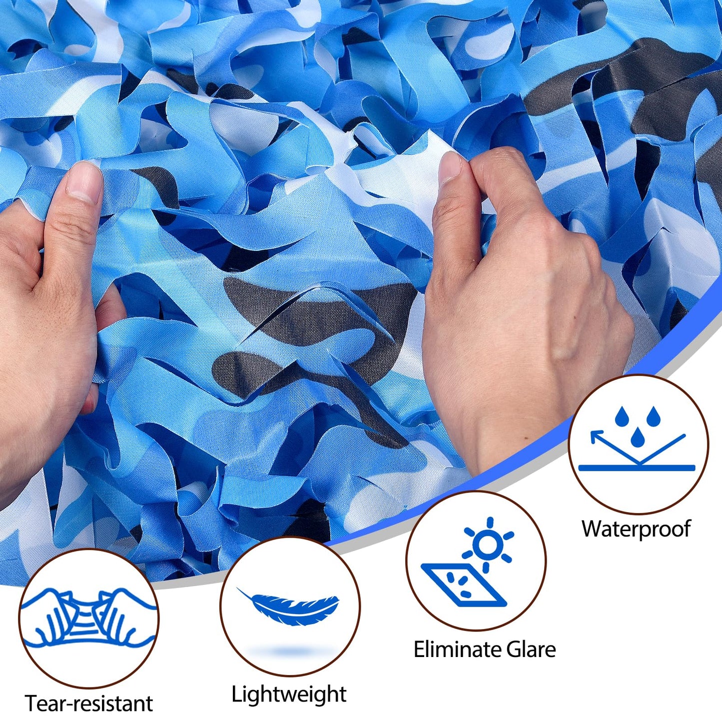 Yeacool Camo Tarp Burlap Camo Netting Camouflage Netting Bulk Roll for Party Decoration Sunshade Camping Birthday Theme Boat Cover Beach Event(Ocean Camo, 16.4ftx4.9ft, 5m*1.5m)