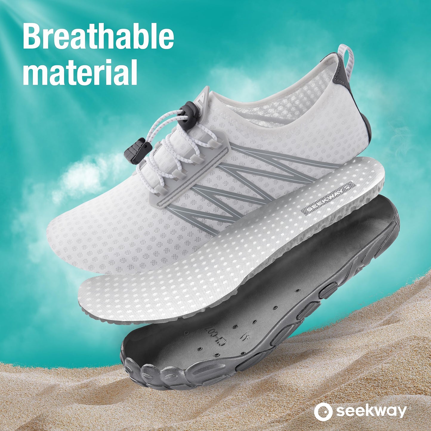 SEEKWAY Water Shoes Sports Quick-Dry Barefoot Aqua Beach Pool Lake Swim Boating Hiking Surfing Men Women 407-White SP001