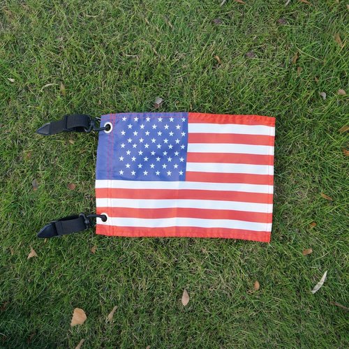 Motain Easy Installation Golf Cart Flag Holder,2 Pack Elastic Strap Bracket with 6 * 9'' American Flag,Golf Cart Accessories