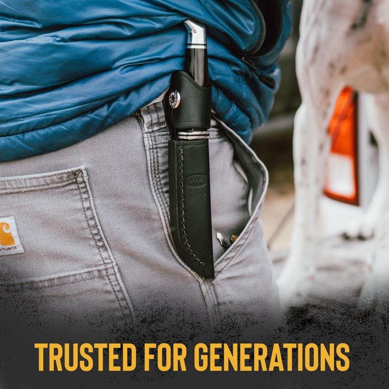 Buck Knives 102 Woodsman Hunting Knife, 4" Fixed Blade, Full Tang Design, Phenolic Handle, 420HC Stainless Steel Clip Point Blade, Sheath Included, Knife Made in the USA, Black, 2.6 oz