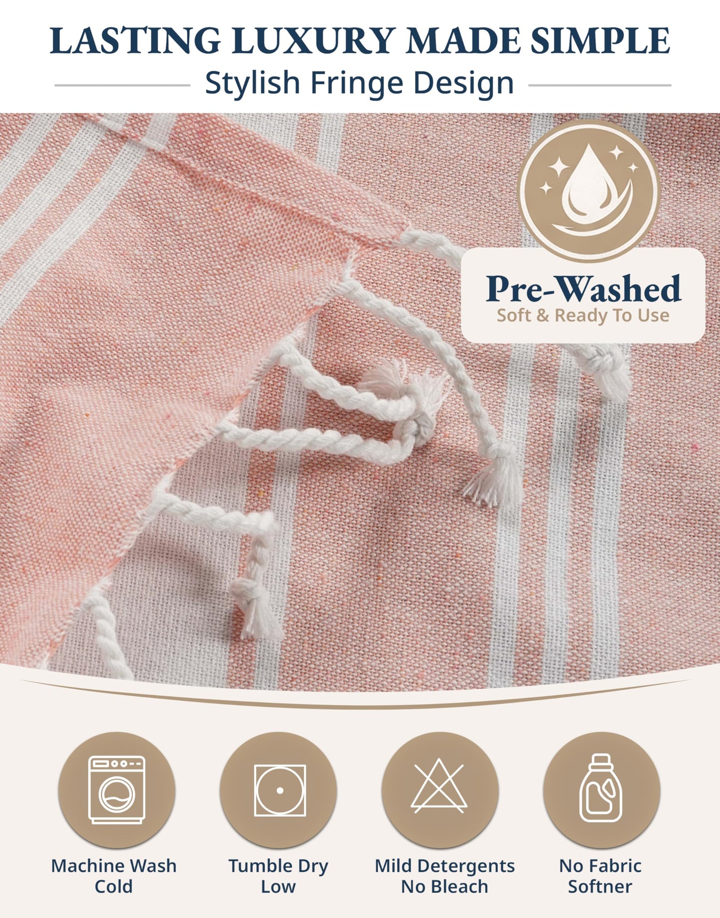 LANE LINEN Beach Towels 4 Pack - Beach Towels Oversized, Pre-Washed Extra Large Beach Towel, Quick Dry, No Sand Beach Towel, Pool Towels for Adults, 39"x71" - Quartz Pink