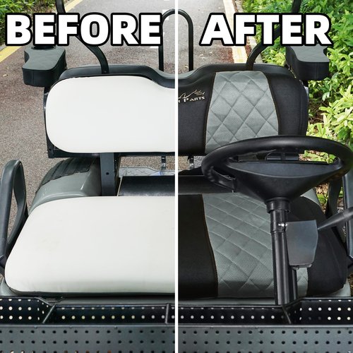 Jaxpare Golf Cart Diamond Seat Covers Kit Fit for EZGO TXT 1994-2013/EZGO RXV OEM Ordinary Front Seat Cushion.Breathable and Washable Sandwich Mesh Air Spacer.Renew Your Golf Cart.
