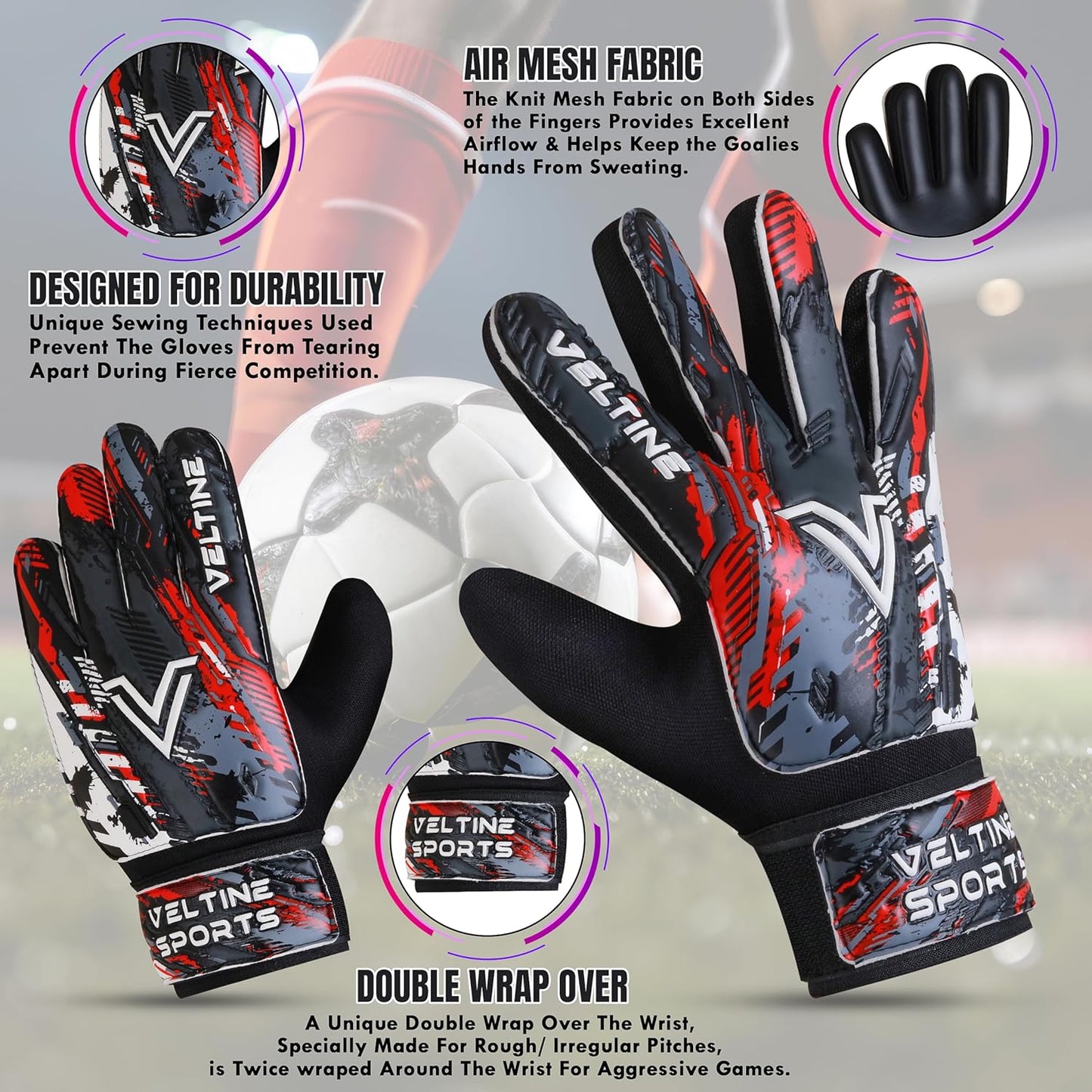 Regine Switzerland Soccer Goalie Gloves - Youth & Adult Football Gloves with Double Wrist Protection & 4mm Latex Grip
