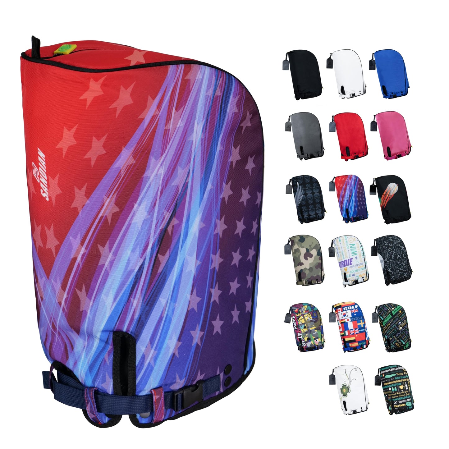 SANDIAN, Flying Stars, Golf Bag Rain Hood Cover, Waterproof 1260D Oxford Polyester, 12x20 Inches, Padded Protection, PU Coated, Two Sided Zipper, Adjustable Buckle Lock Fasteners, Snap Button Locking