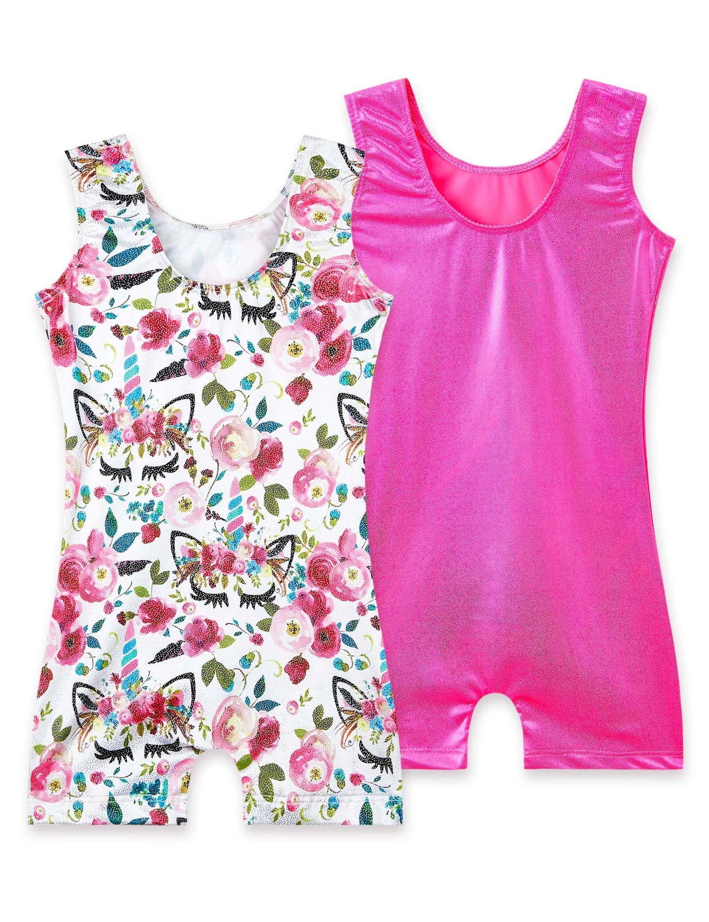 Nokecina Leotard for Girls Gymnastics Size 4t 5t Two Packs White Flower Rose Biketard Workout Unitards