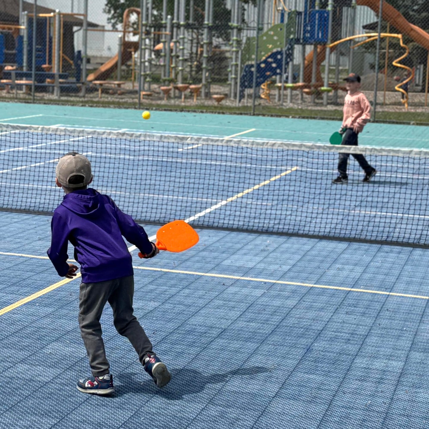 No Worry Sports Rugged Racket Junior Pickleball Paddle Set – Tough Molded Plastic Design for Learning, Practice, Group Games, and All-Purpose Recreational Play – Made in The USA (2-Pack, Yellow)