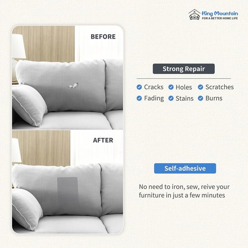KING MOUNTAIN Canvas Repair Patch - 9 x 11 Inch Self-Adhesive Waterproof Fabric Patches (Grey, 2 Pcs)