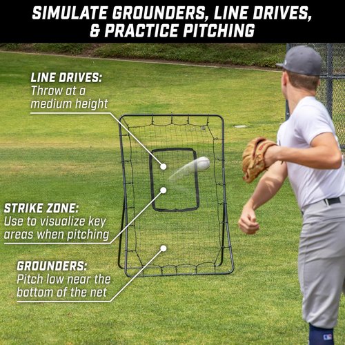 GoSports Pitch Back Net - Baseball & Softball Rebounder for Pitching and Fielding | Multiple Sizes Available