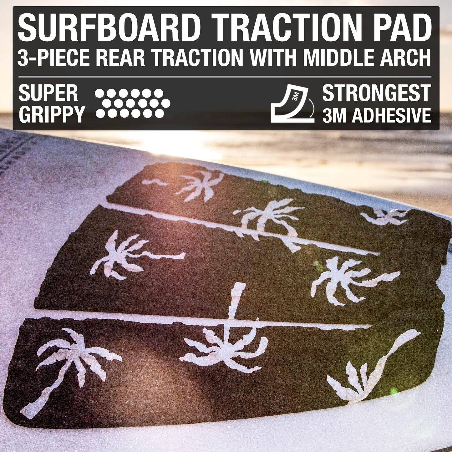 Ho Stevie! Premium Surfboard Traction Pad - Foot Won't Slip - 3 Piece, Full Size, Maximum Grip, Strongest 3M Adhesive