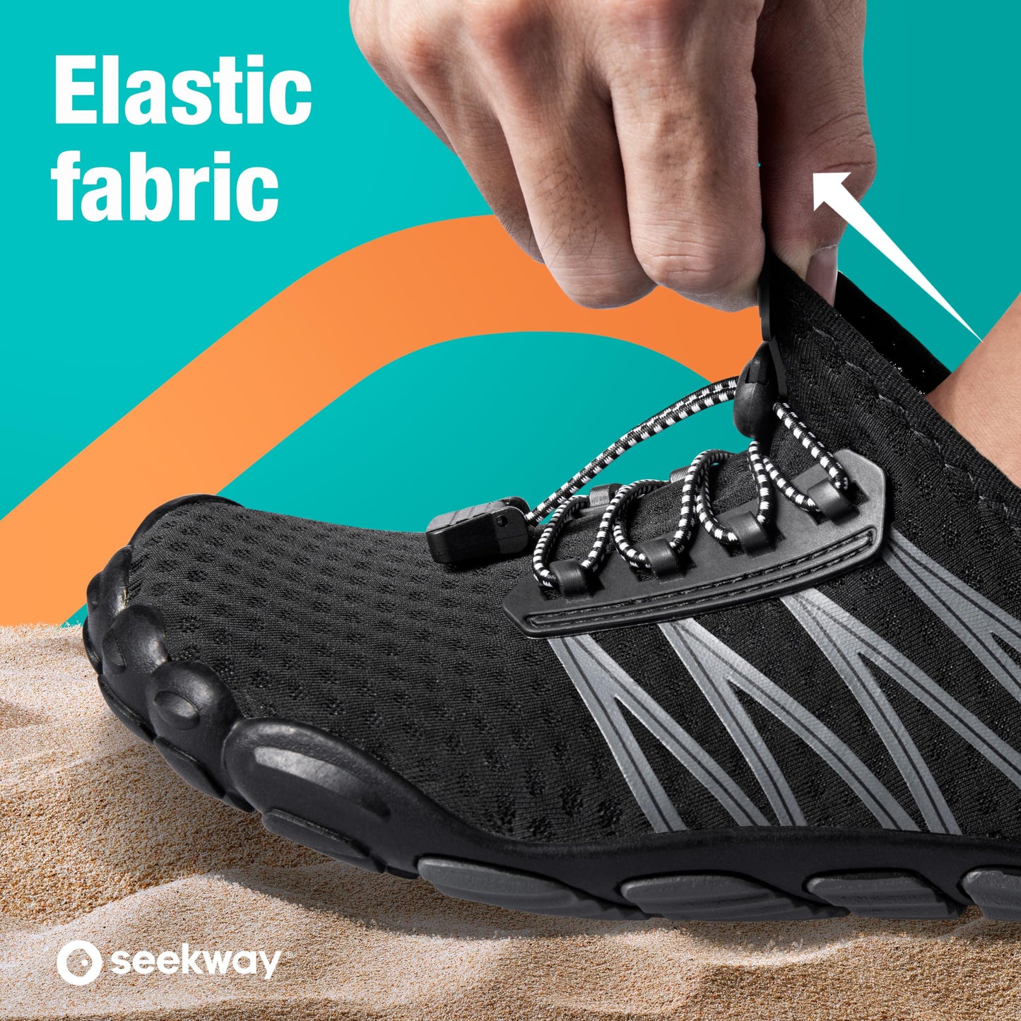 SEEKWAY Water Shoes Men Women Adult Quick-Dry Aqua Sock Barefoot for Beach Swim River Pool Lake Hiking Kayaking Surfing SP001(U) 406Black Size 13 Women/12 Men