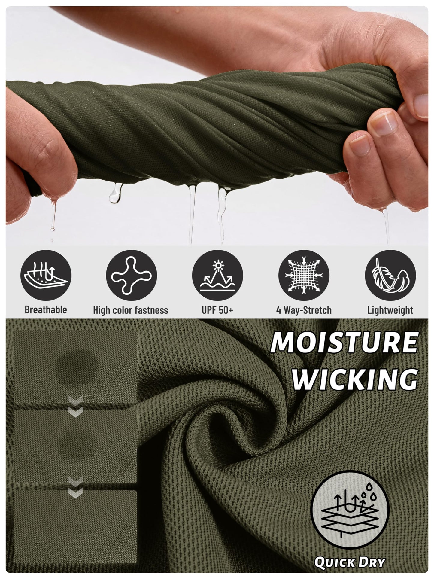 TACVASEN Polo Shirts for Men Dry Fit Short Sleeve Performance Collared Shirt Light UPF 50+ Tactical Work Golf Polos Army Green, 2XL