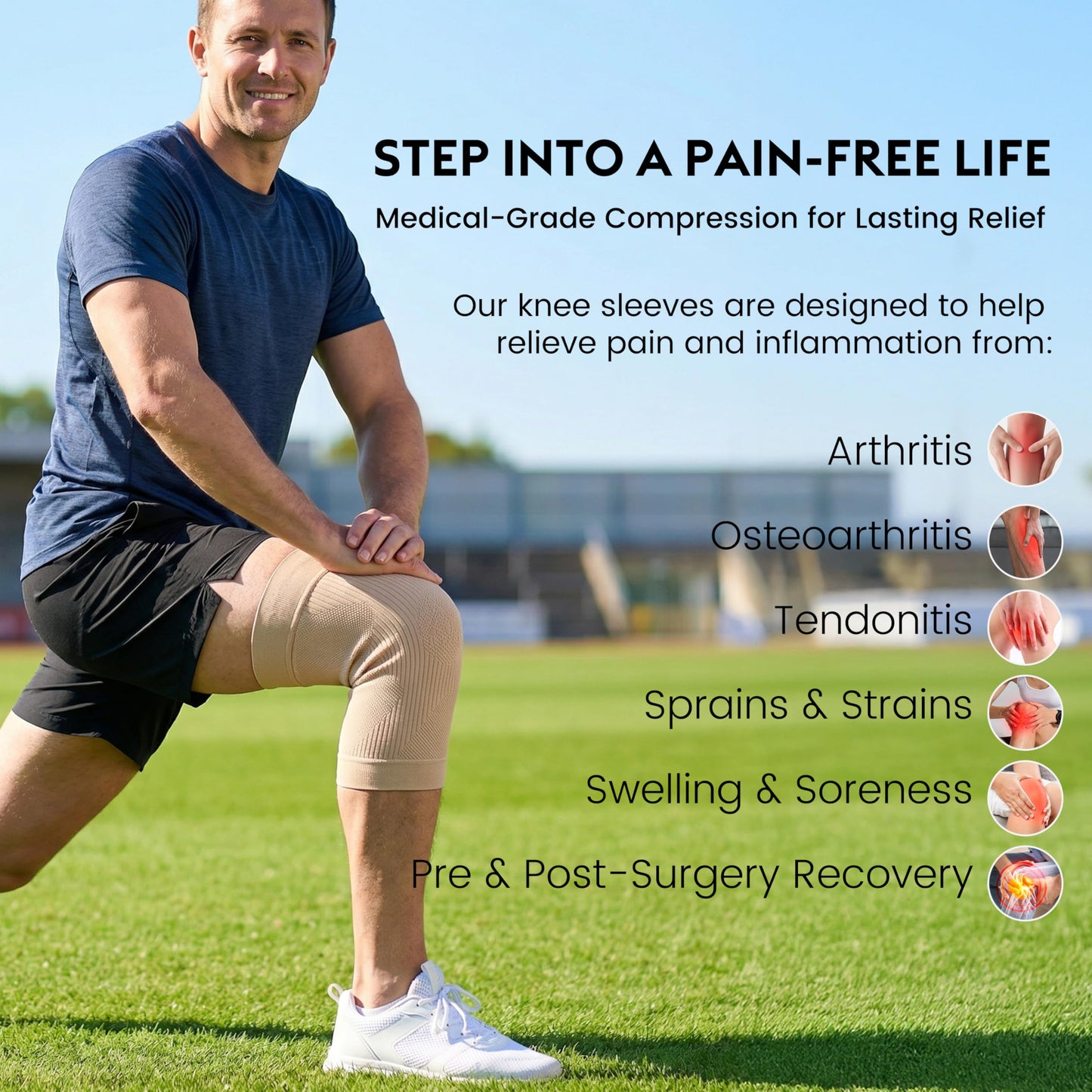 KEKING Orthopedic Brace for Tendinitis, Arthritis, ACL, MCL, Injury Recovery, Meniscus Tear, Knee Pain, Aching Knees, Patellar Tendonitis and Arthritis, Knee Compression Sleeves 2 Pack, Beige XXL