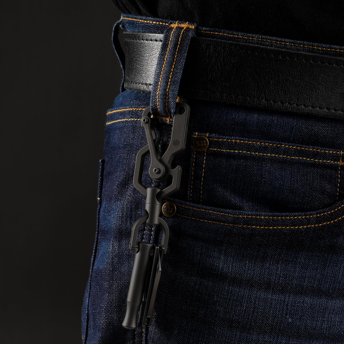 KeyUnity Titanium Carabiner Keychain Tool, 3 Functions in 1 Multitool for Everyday Carry (KU06BK)