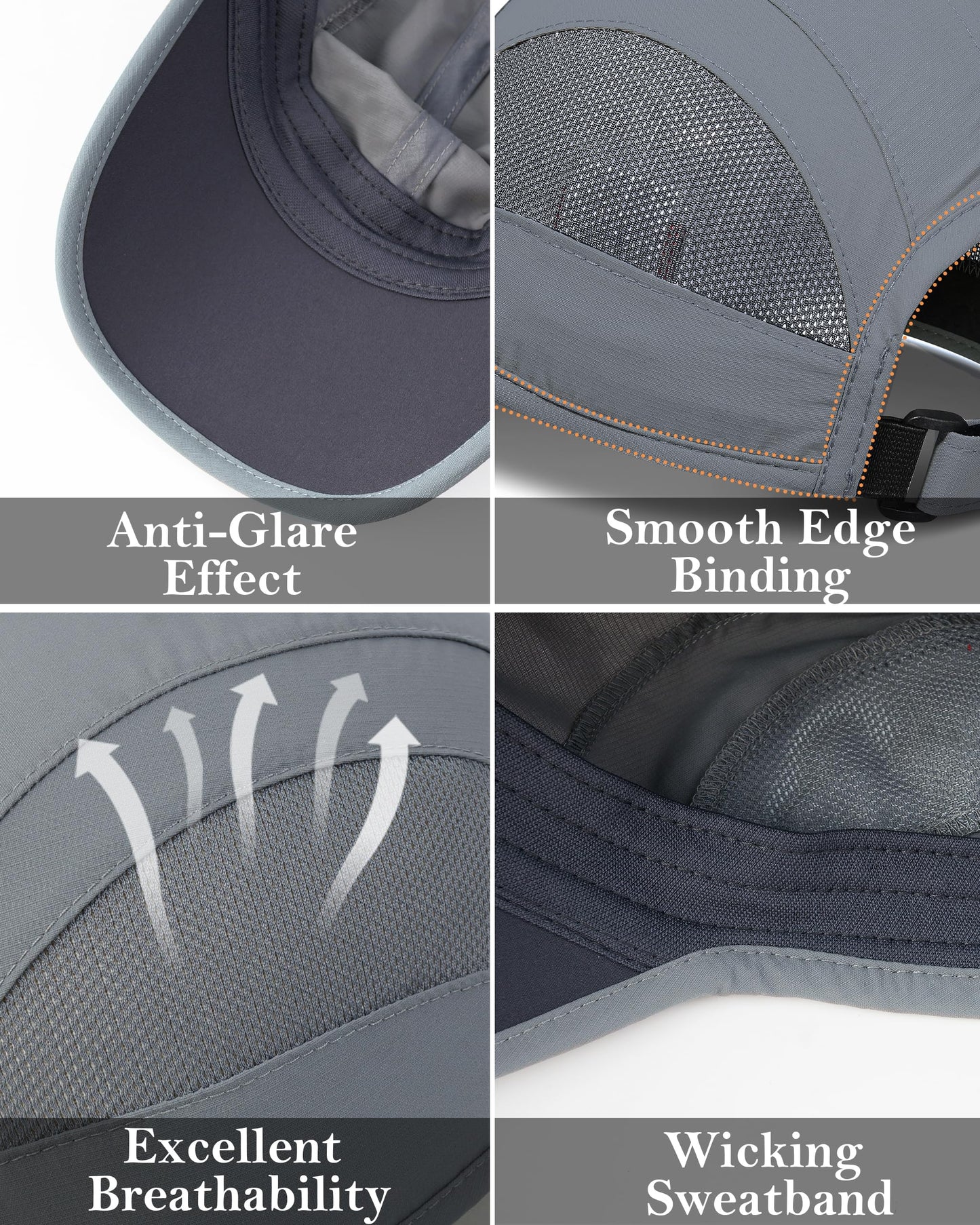 GADIEMKENSD Cooling Running Hat Quick Dry Summer Baseball Cap UPF50+ Sports Sun Caps Breathable Mesh Trucker Dad Hats Unstructured for Golf Tennis Hiking Gym Camp Silver Gray M/L 7-7 1/2