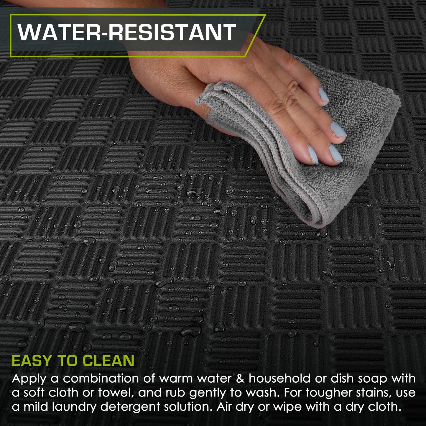 ProsourceFit Exercise Puzzle Mat ½-inch, Checkered EVA Foam Floor Tiles w/Non-Slip Texture, Interlocking Design for Adjustable Gym Surfaces, Shock Absorbing, Black, 24 Sq Ft - 6 Tiles