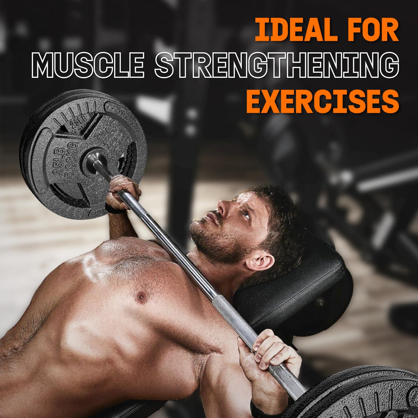 Yes4All Tri-Grip Handles Olympic Weight Plates/Cast Iron Weight Plates, Suitable for Barbell Exercises, Strength, Flexibility Training - 5LB (Pair)