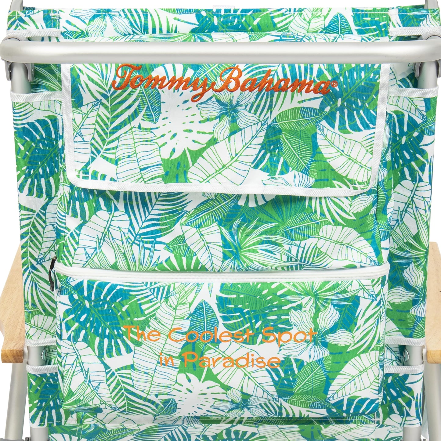 Tommy Bahama 5-Position Classic Lay Flat Backpack Beach Chair with Cooler and Cup Holder, Portable Folding Beach Chair for Tanning, Tropical Leaves