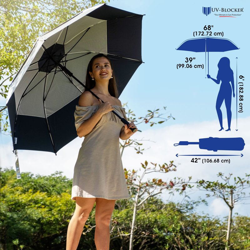 UV-Blocker UV Sun Protection Golf Umbrella - Double Canopy Vented Mesh (68")