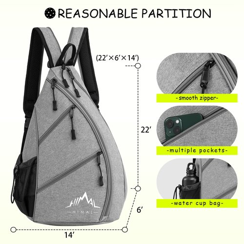 Himal Pickleball Bag Adjustable, Pickleball Backpack with Water Bottle Holder for Men and Women(Grey)