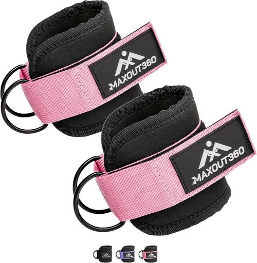 Gym Ankle Straps - Thick Padded Cable Machine Attachments for Booty Workouts & Lower Body Exercises