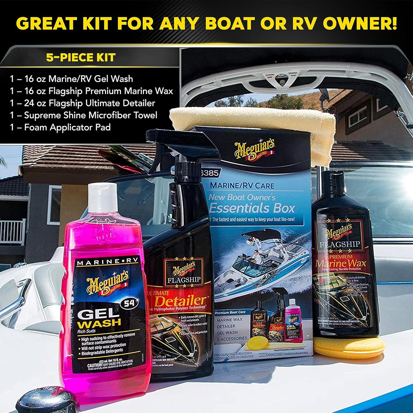 Meguiar's Boat Cleaning Kit - Premium Marine-Grade Essentials for Your Boat or RV