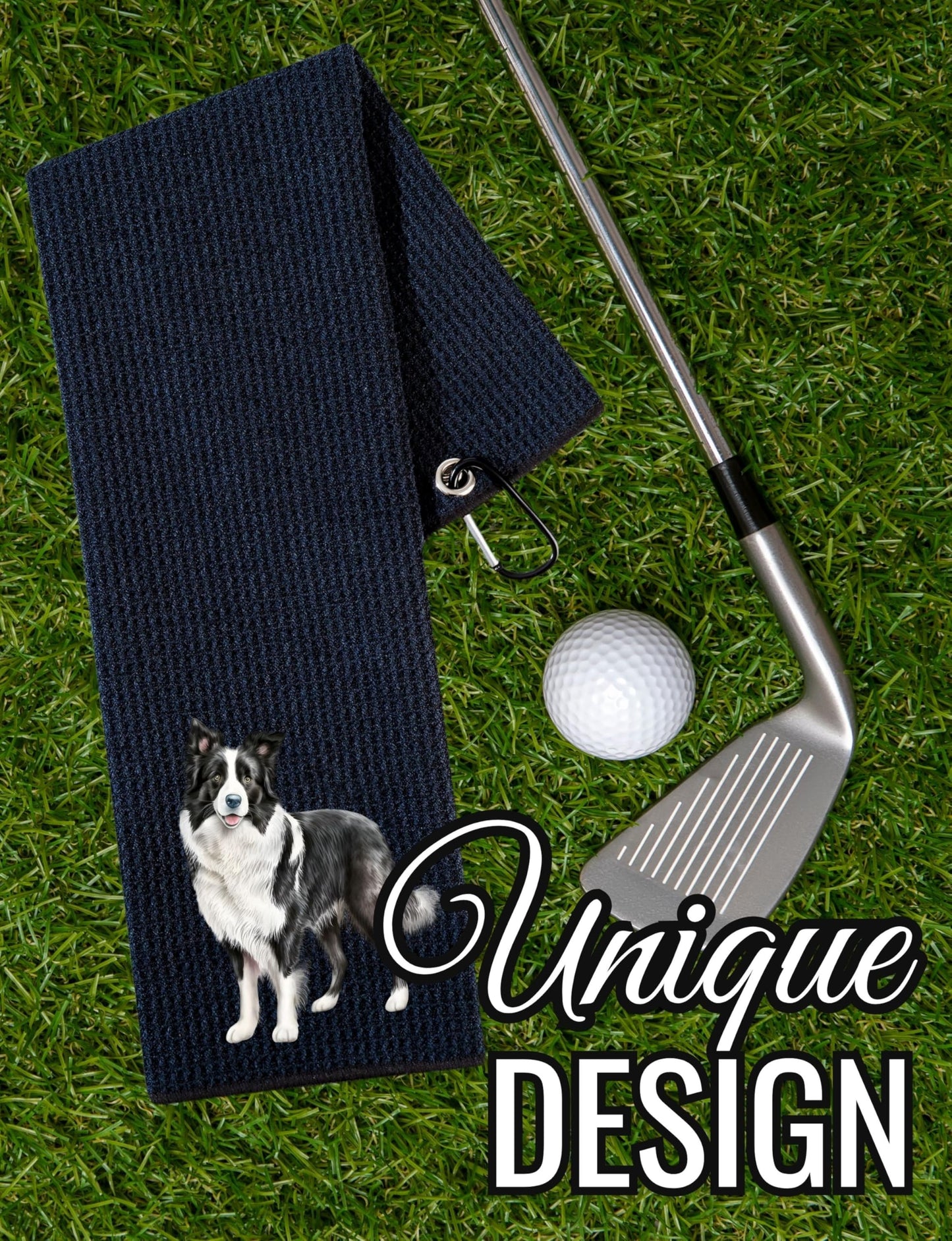 CybGene Border Collie Gifts Golf Towel, Gifts for Border Collie Lovers, 40 x 60cm Microfiber Golf Towel for Golf Bags for Birthday, Christmas