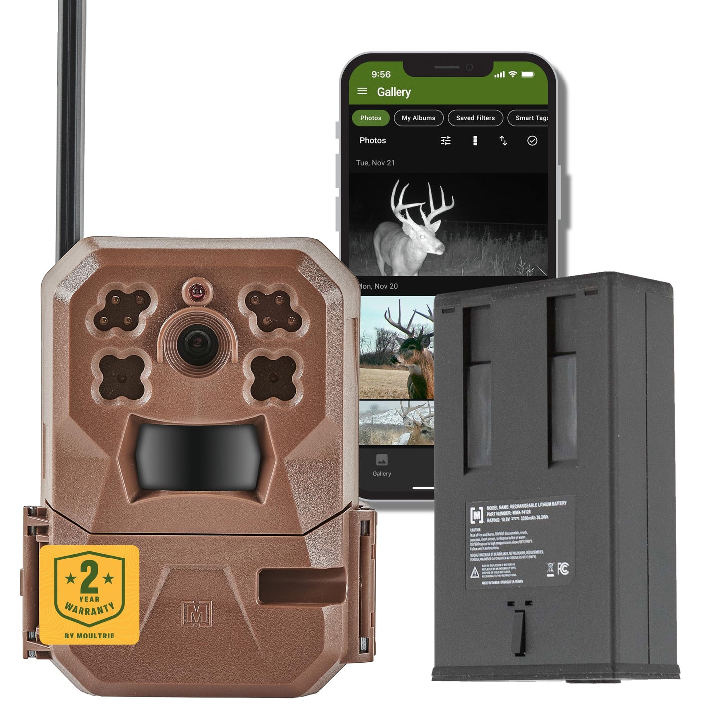 Moultrie Edge Cellular Trail Camera with Rechargeable Lithium-Ion Battery - Auto Connect - Nationwide Coverage - 720p Video with Audio, Cloud Storage, Extended Runtime, Weatherproof