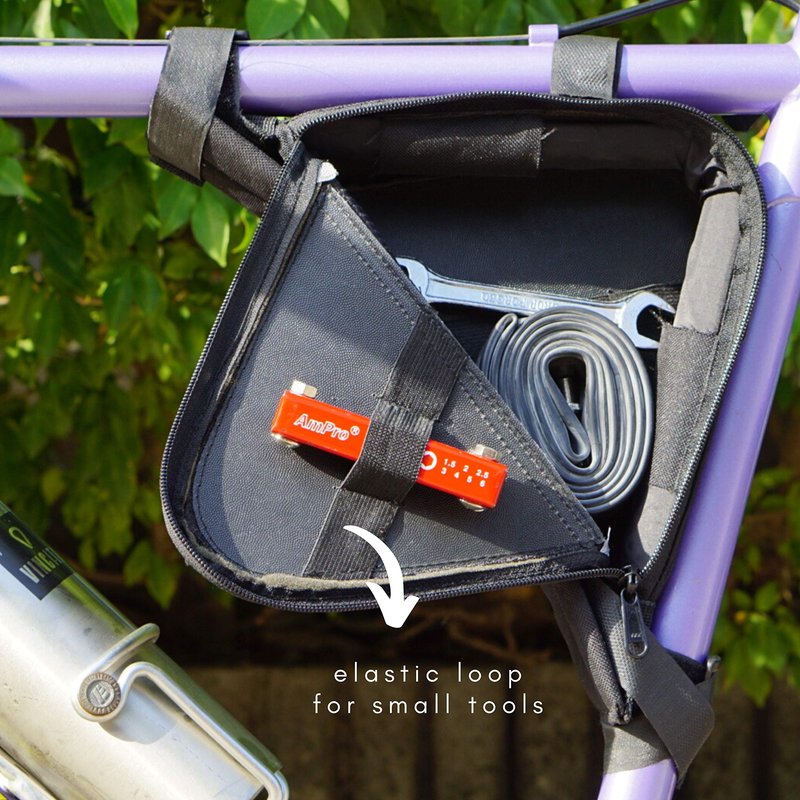 Vincita Bike Small Triangle Frame Bag Lift - Black, With Shoulder Pad For Easy Carrying, Open Both Sides - Cycling Frame Pack For Mountain Bike/Mtb Road, Hybrid - Bicycle Accessories