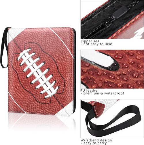 Elcoho Football Card Binder - 900 Pockets Trading Card Holder with Sleeves & 3 D-Ring Album