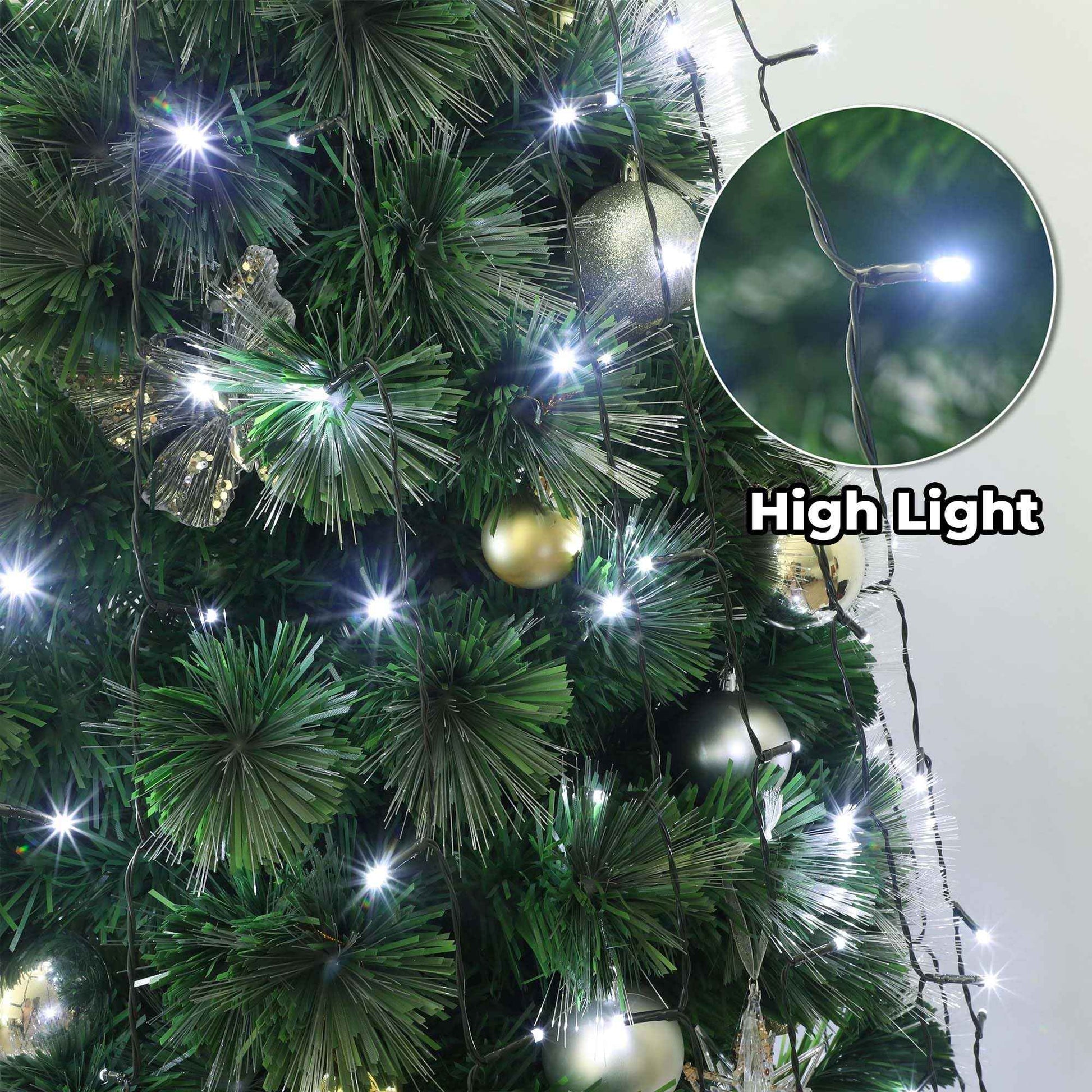 Outdoor 8.1 FT 16 Lines White Christmas Tree Lights with Ring, 448 LED Christmas String Lights with 8 Modes& Timer, Cascading Twinkle Light for Xmas Tree Tent Party Yard Decoration