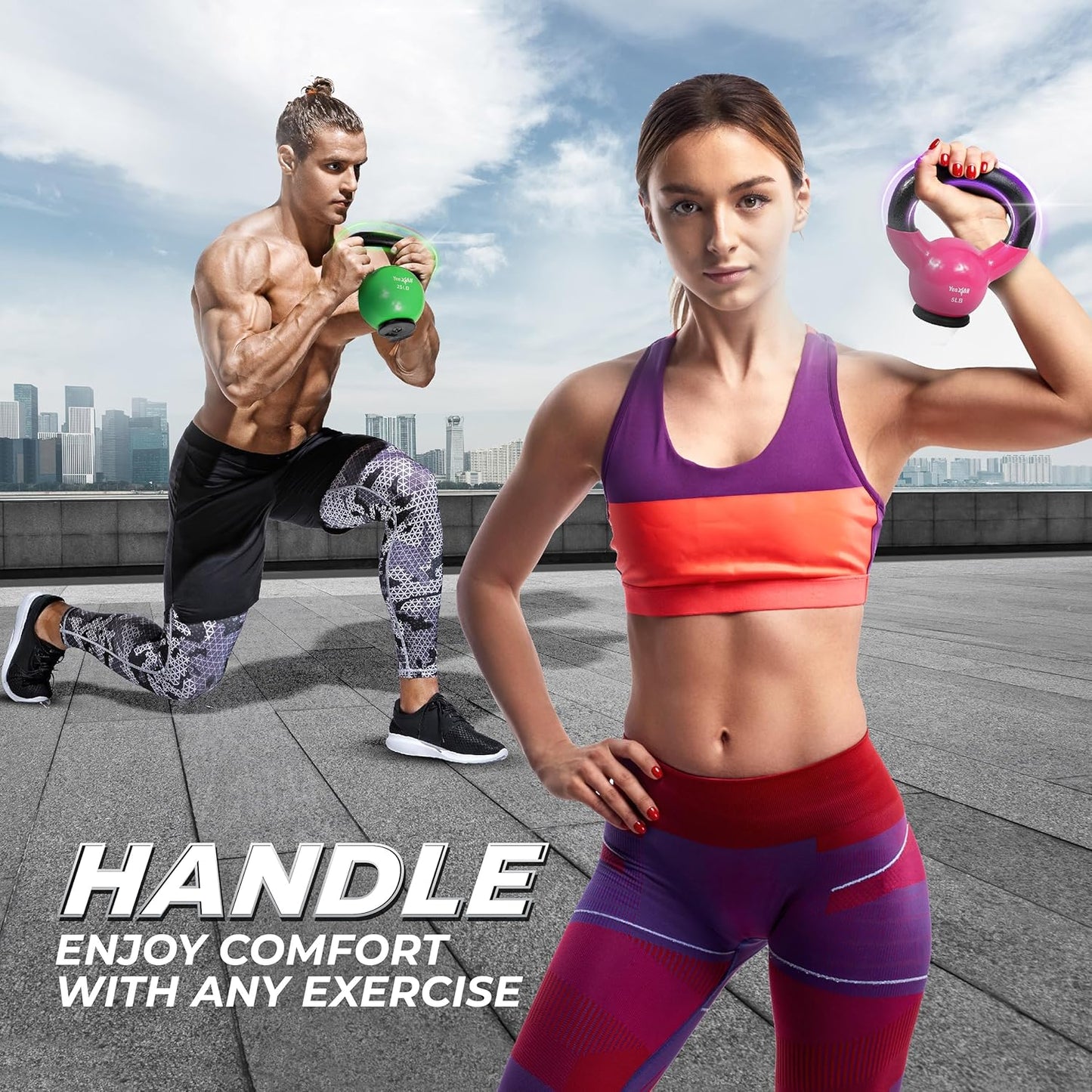 Yes4All Kettlebells - Rubber Base Kettlebell Set for Women | Adjustable Weights (10-65 lbs)