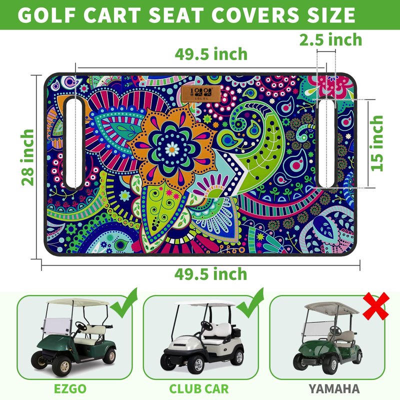 10L0L Universal Golf Cart Seat Covers/Seat Blanket for EZGO TXT/RXV & Club Car DS/Precedent, Breathable Seat Towel/Seat Cushions with Non-Slip Backing, All-Season Comfort (Not for Yamaha)