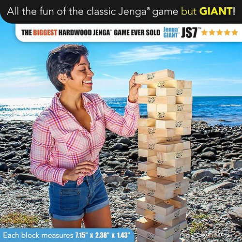 Jenga GIANT Hardwood Blocks - Stacks Over 5 Feet - Officially Licensed Game | Perfect for Family Fun