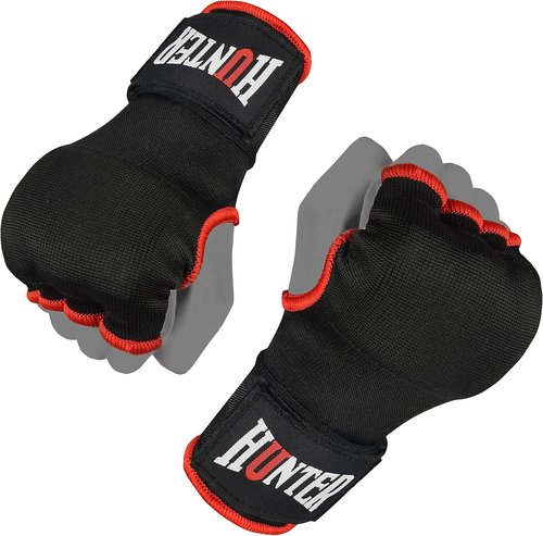HUNTER Gel Padded Inner Gloves - Quick Elastic Hand Wraps for Boxing & MMA | Unisex Knuckle Protector (Pair)