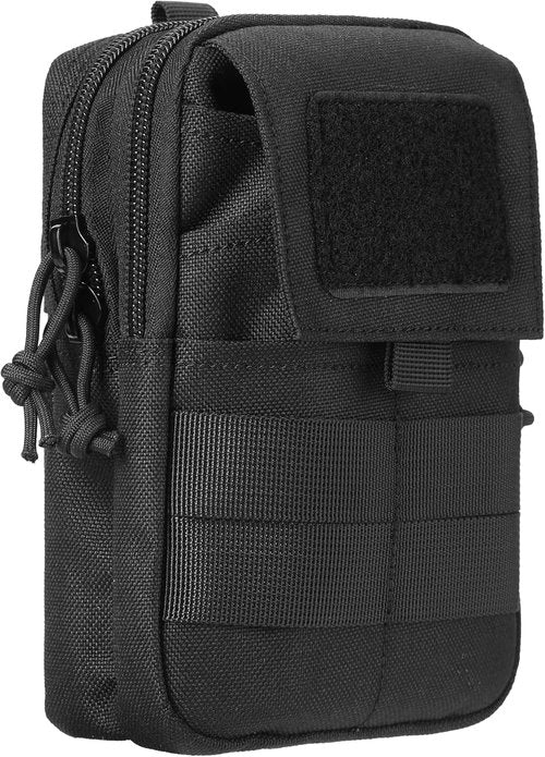 LefRight Tactical Molle Mobile Phone Belt Pouch - Slim Utility Waist Bag in Large Black
