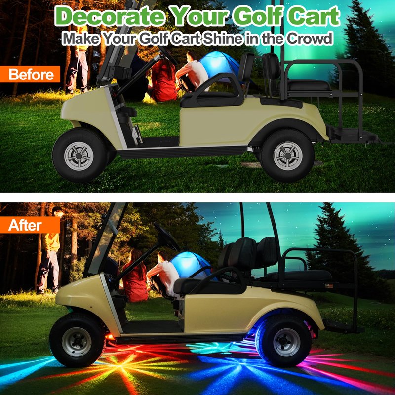 10L0L Golf Cart Rock Light Kit - 6 Pods Underglow LED Strobe Lights- High Brightness 8 Colors 10 Dynamic Modes IP65 Waterproof Anti-Collision Warning Lights for Golf Cart Jeeps Trucks ATV UTV SUV