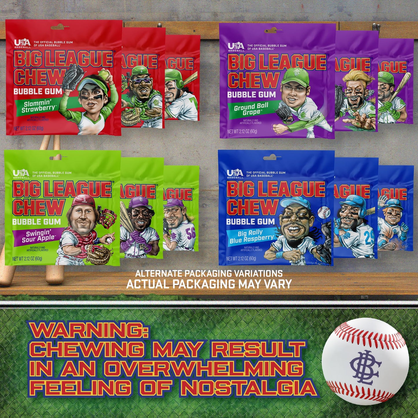 Big League Chew Bulk Variety Pack of 5 – Classic Baseball Bubble Gum Bulk with 5 Flavors for Teams and Parties, Dugout Snacks & Gifts – Nostalgic Candy Bubblegum