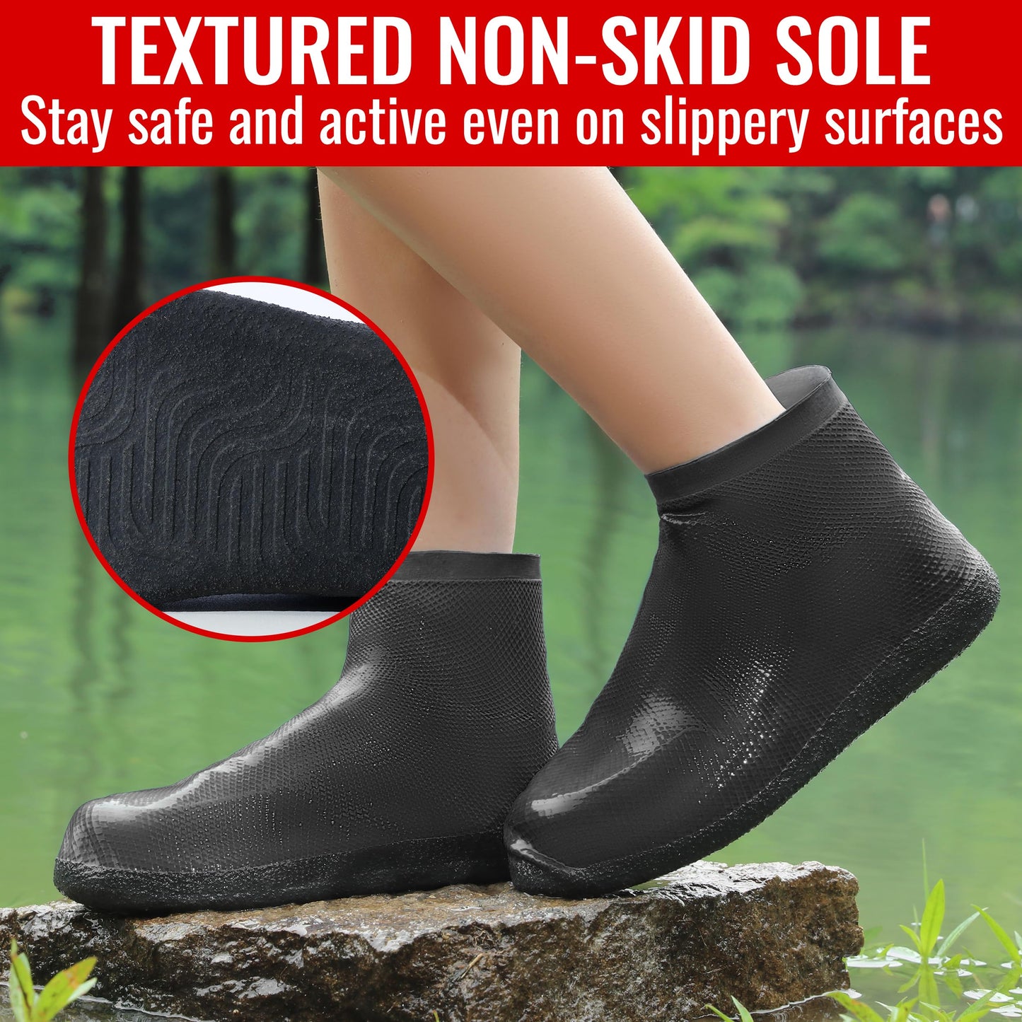 Galashield Rain Shoe Covers | Waterproof Shoe Covers for Men Women | Reusable Galoshes Overshoes (Black, XX-Large)