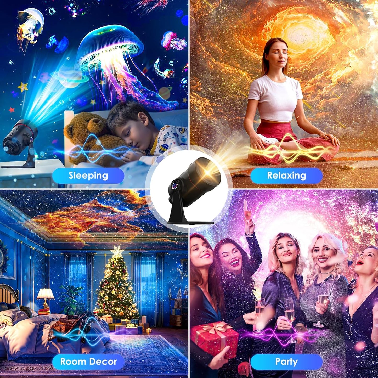 Galaxy Projector with White Noise - 28 Soothing Sounds & Starry Night Light for Kids & Adults