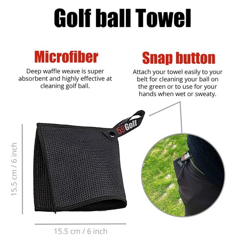 59Golf - Golf Club Cleaning kit : foaming Golf Club Brush with Water/soap Tank + Golf Club Towel + Golf Ball Towel + Magnetic Keychain (Brush + Black Towels)