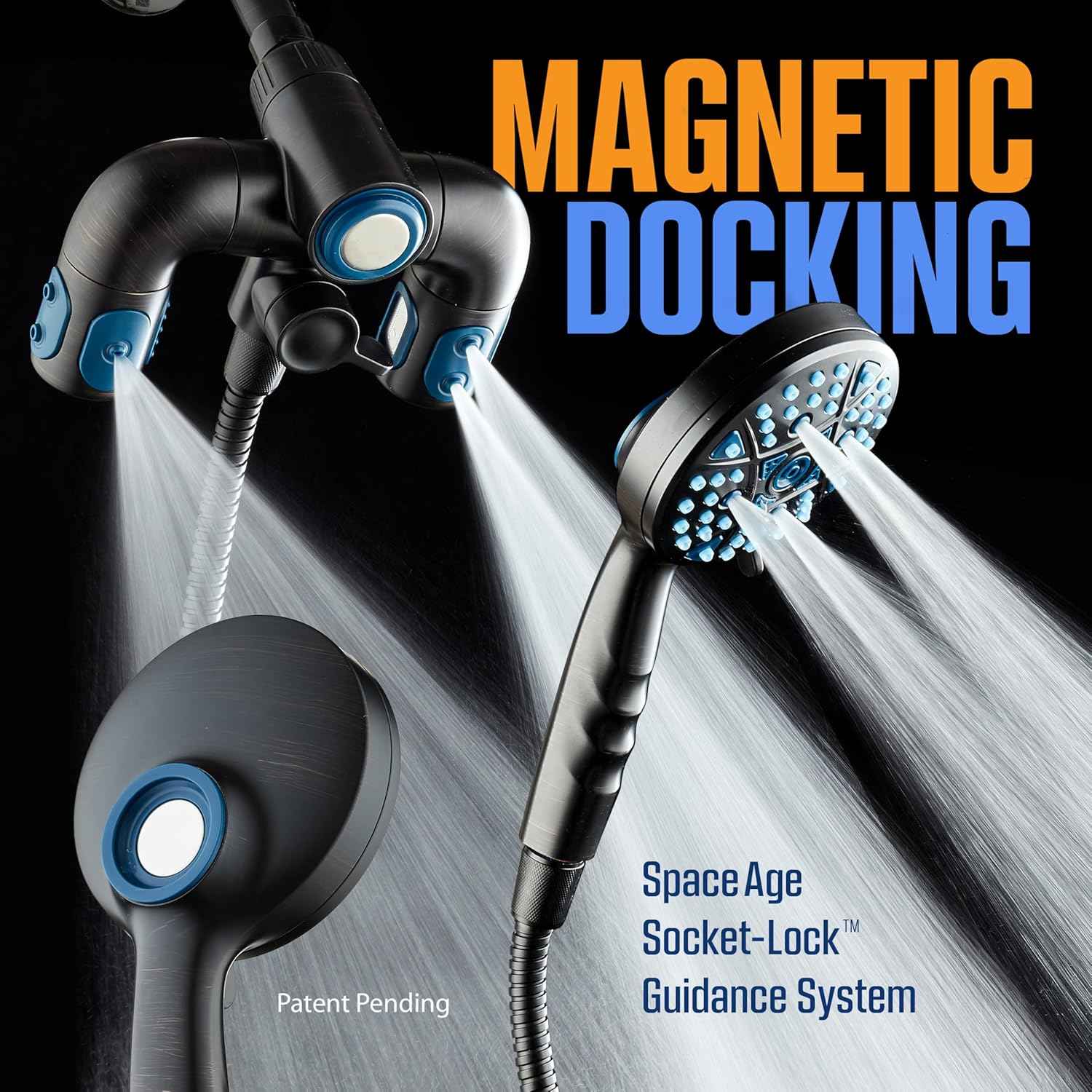 Polaris High Pressure Shower Head & Handheld Combo - 208 Settings, Magnetic Dock, Chrome Finish