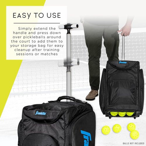 Franklin Sports Portable Pickleball Hopper Bag - 100-Ball Rolling Caddy for Easy Storage & Retrieval